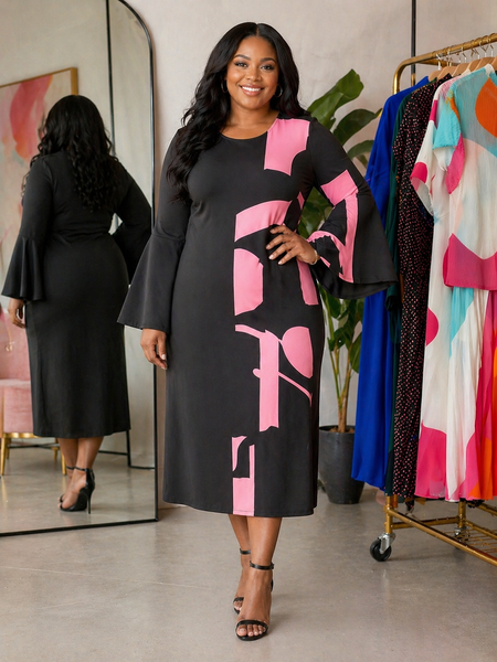 Black/Pink Sheath Dress